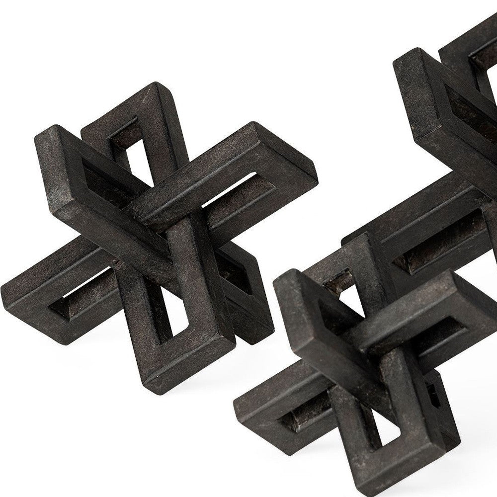 Set Of Three Black Metal Decorative Jacks