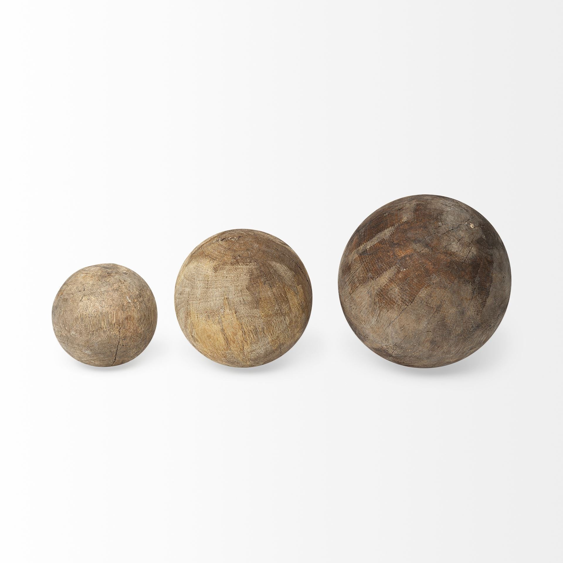 Set Of Three Wooden Spheres