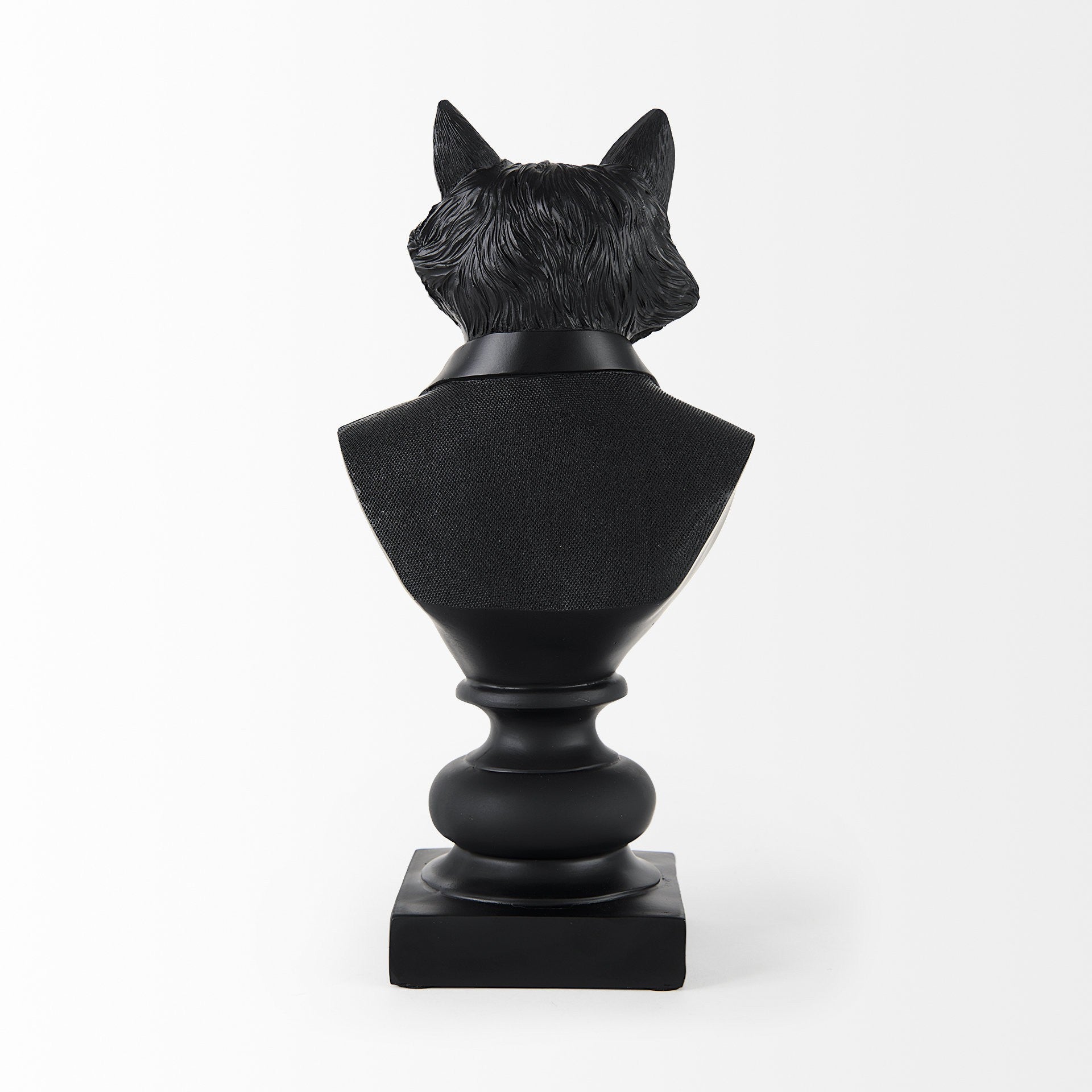 Black Resin Suited Fox Bust Sculpture