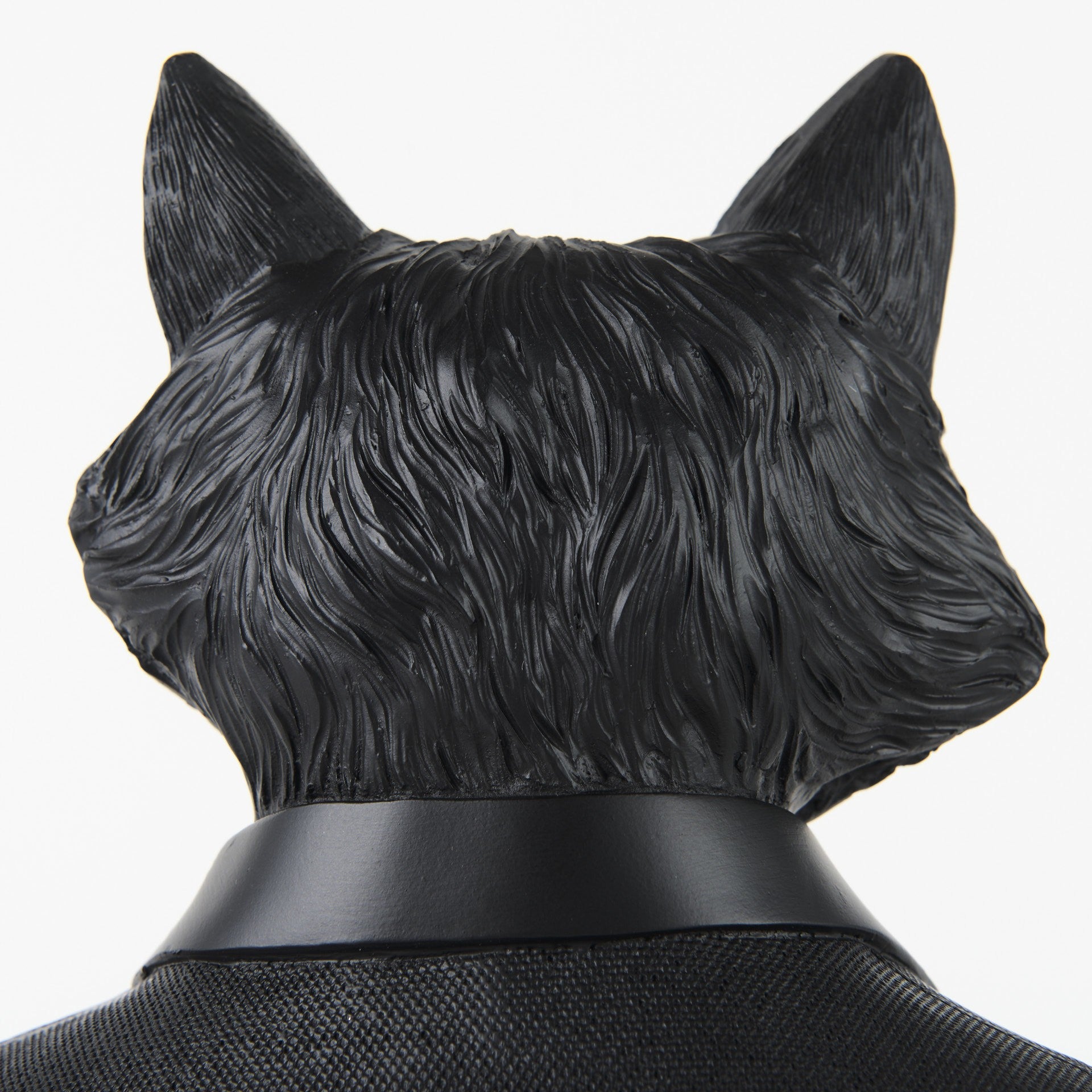 Black Resin Suited Fox Bust Sculpture