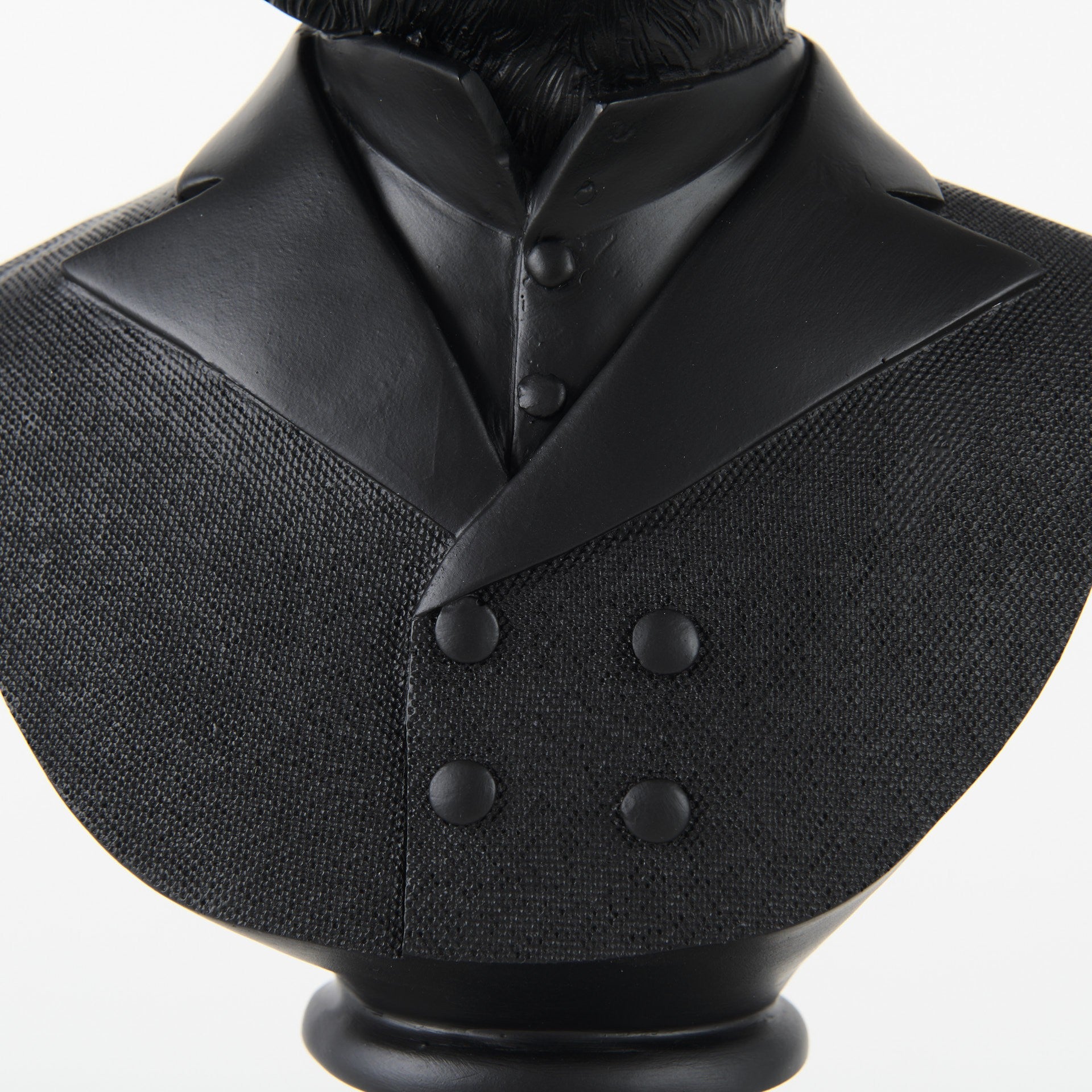 Black Resin Suited Fox Bust Sculpture