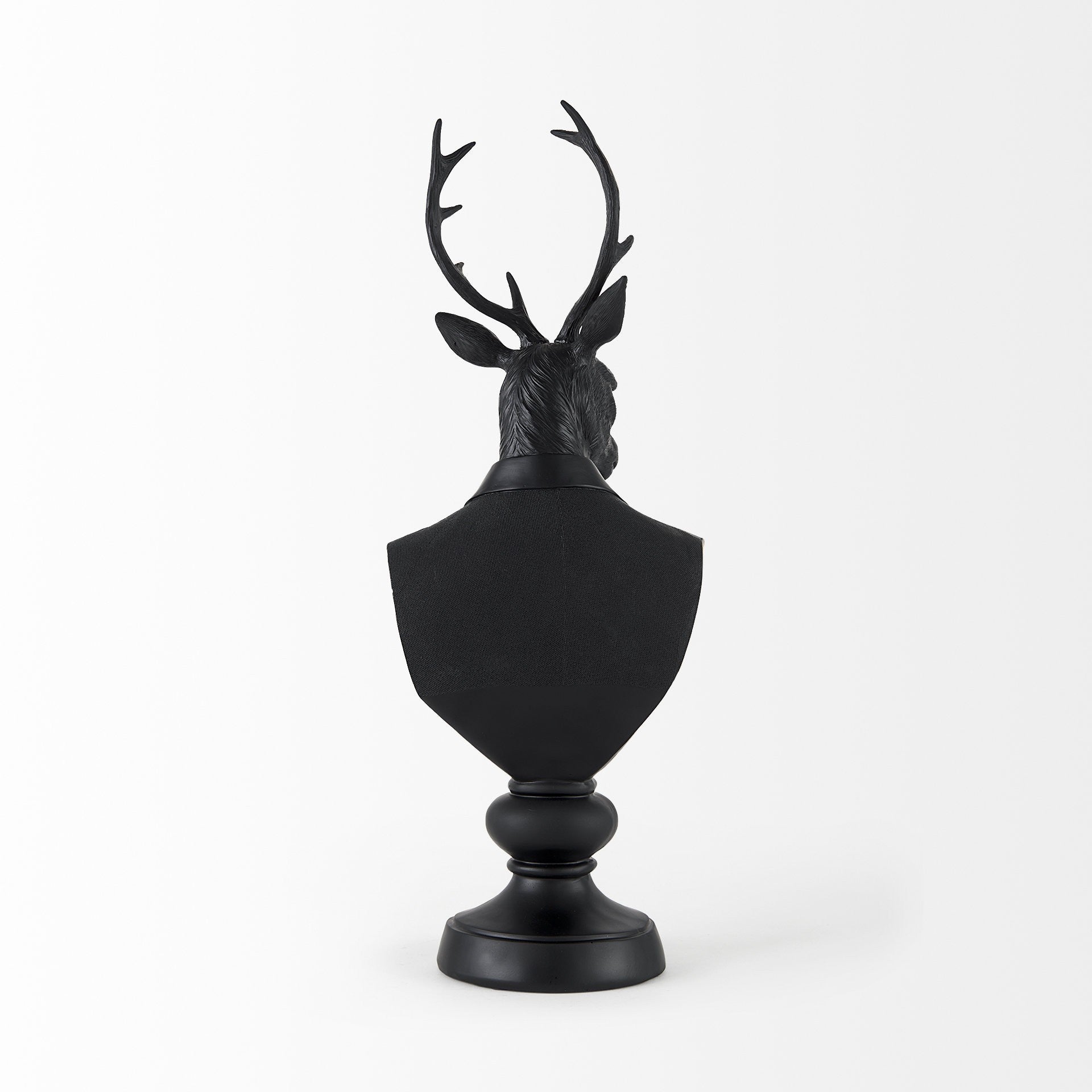 23" Black Polyresin Suited Deer Bust Tabletop Sculpture