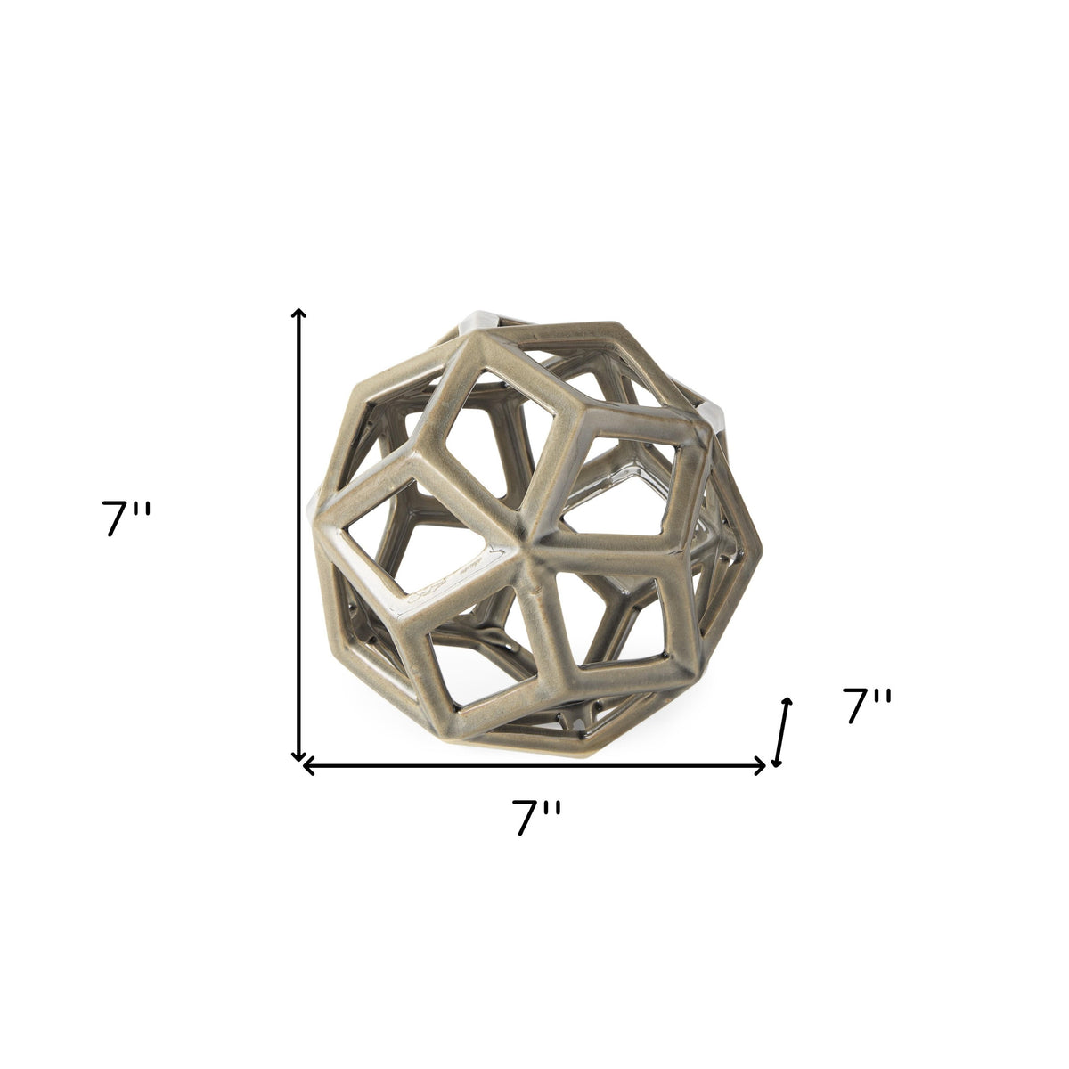 Khaki Crackle Glaze Ceramic Geometric Sculpture