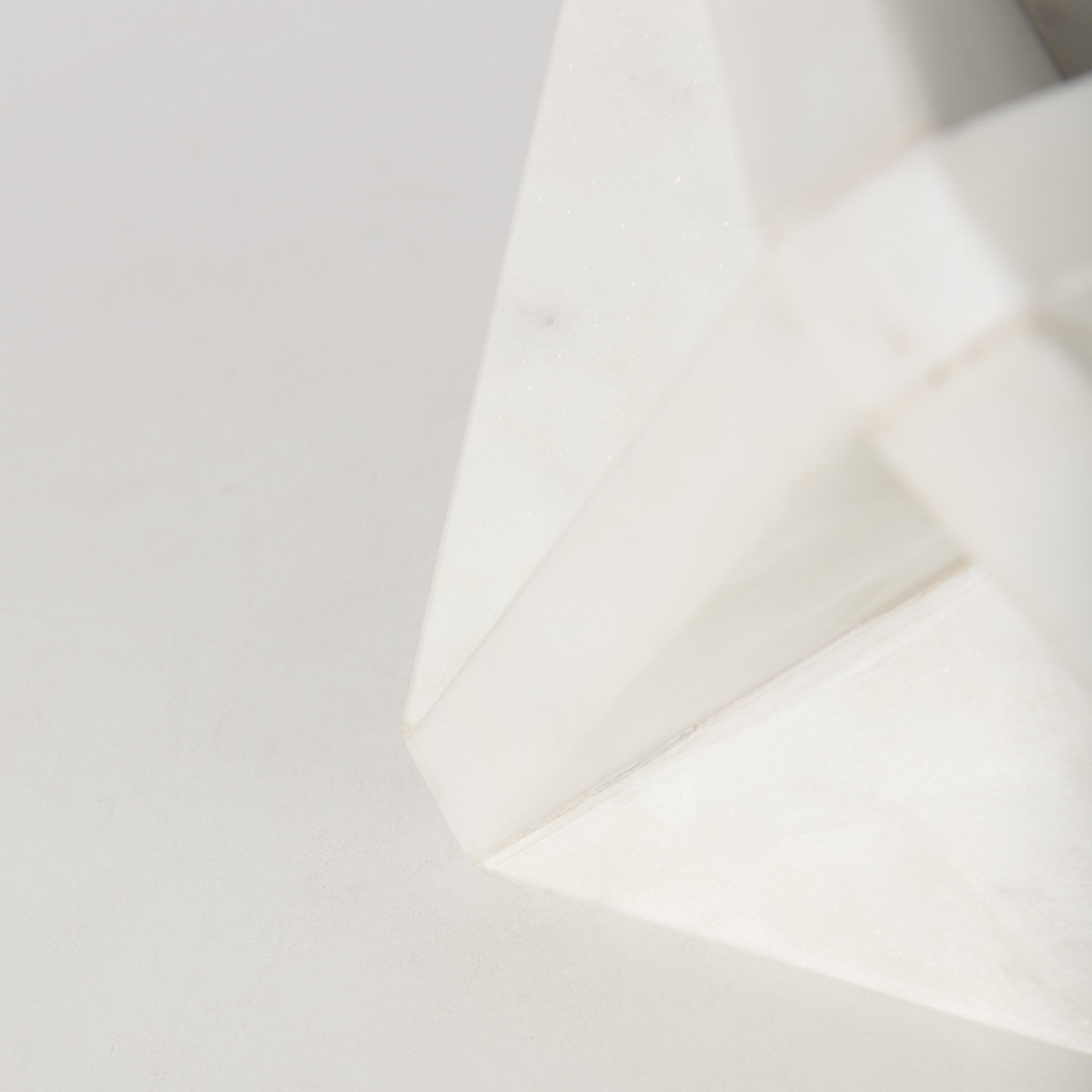 White Marble Geometric Square Sculpture