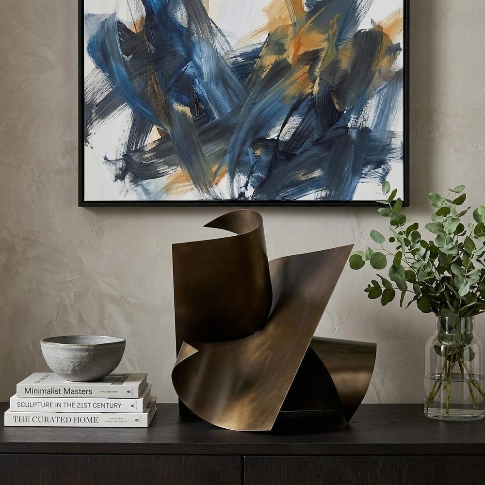 18" Contempo Antiqued Gold Abstract Sculpture