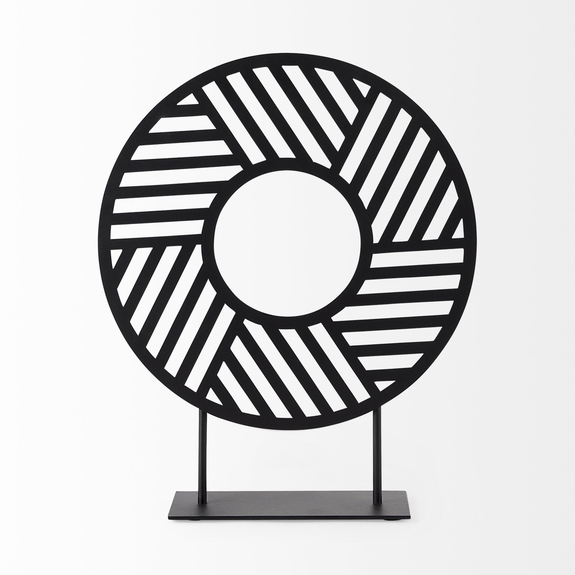 Black Metal Round Geometric Sculpture