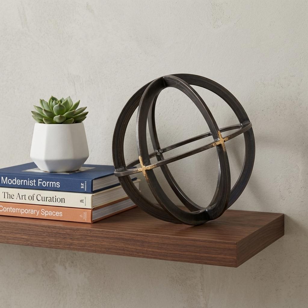 Petite Black Metal Circular Decorative Object