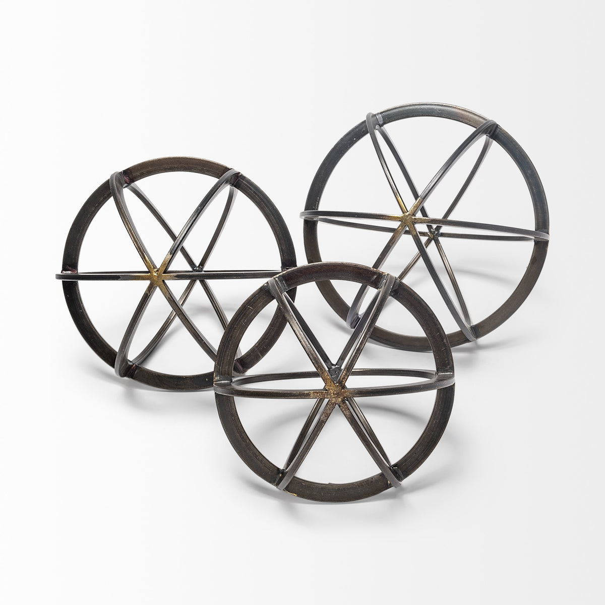 9" Black Metal Round Tabletop Sculpture