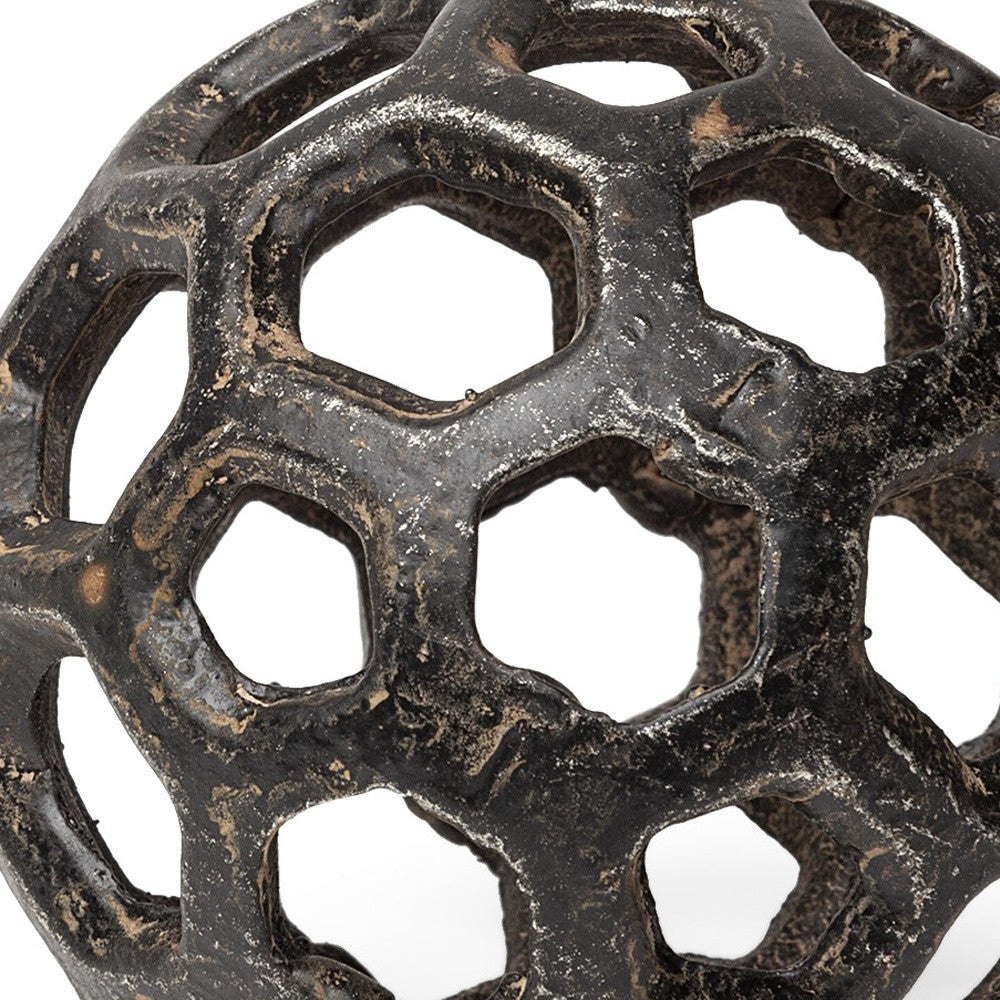 3" Charcoal Metal Decorative Orb Tabletop Sculpture