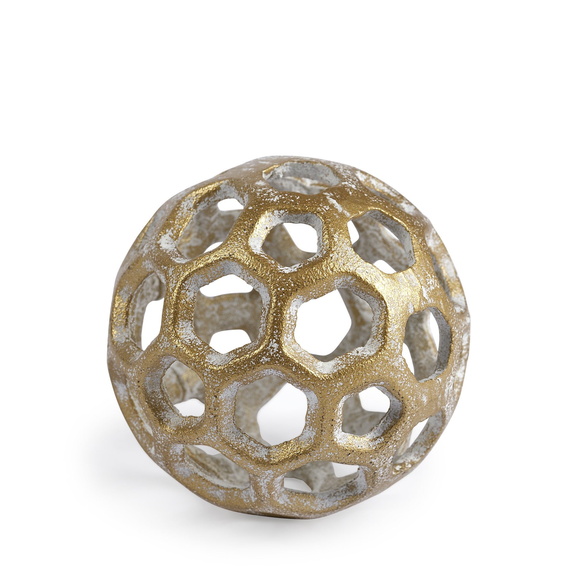 3" Gold Metal Decorative Orb Tabletop Sculpture