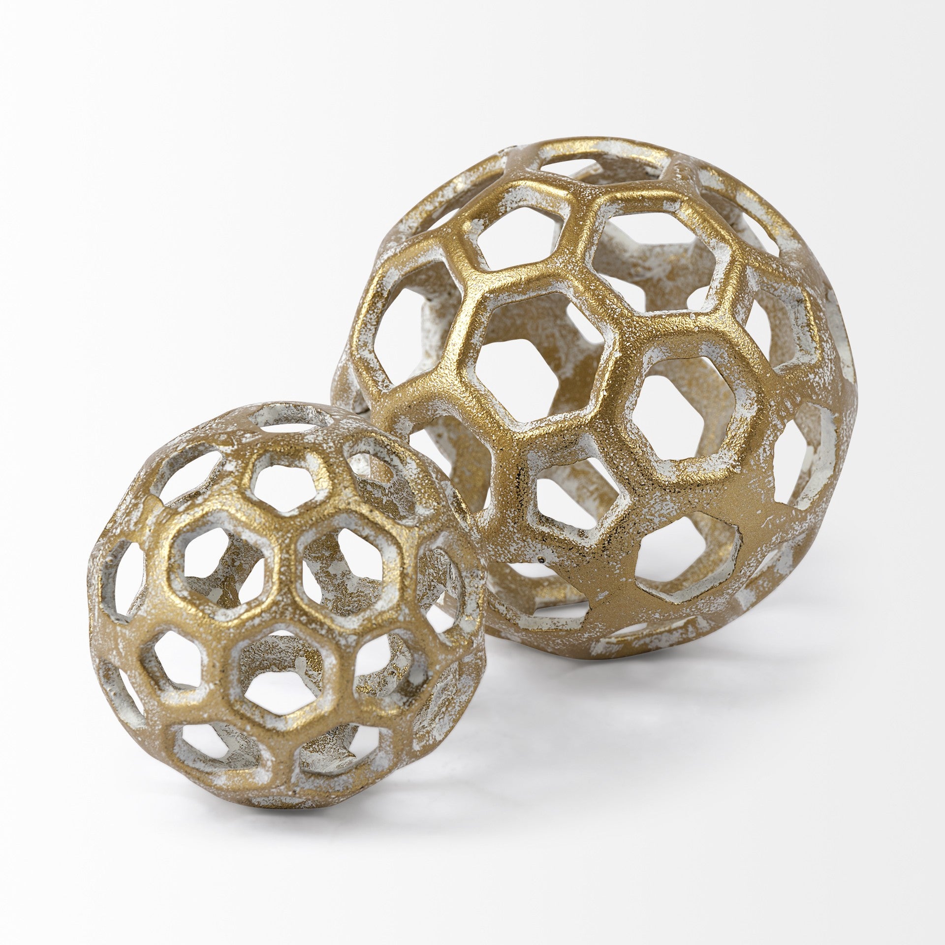 3" Gold Metal Decorative Orb Tabletop Sculpture