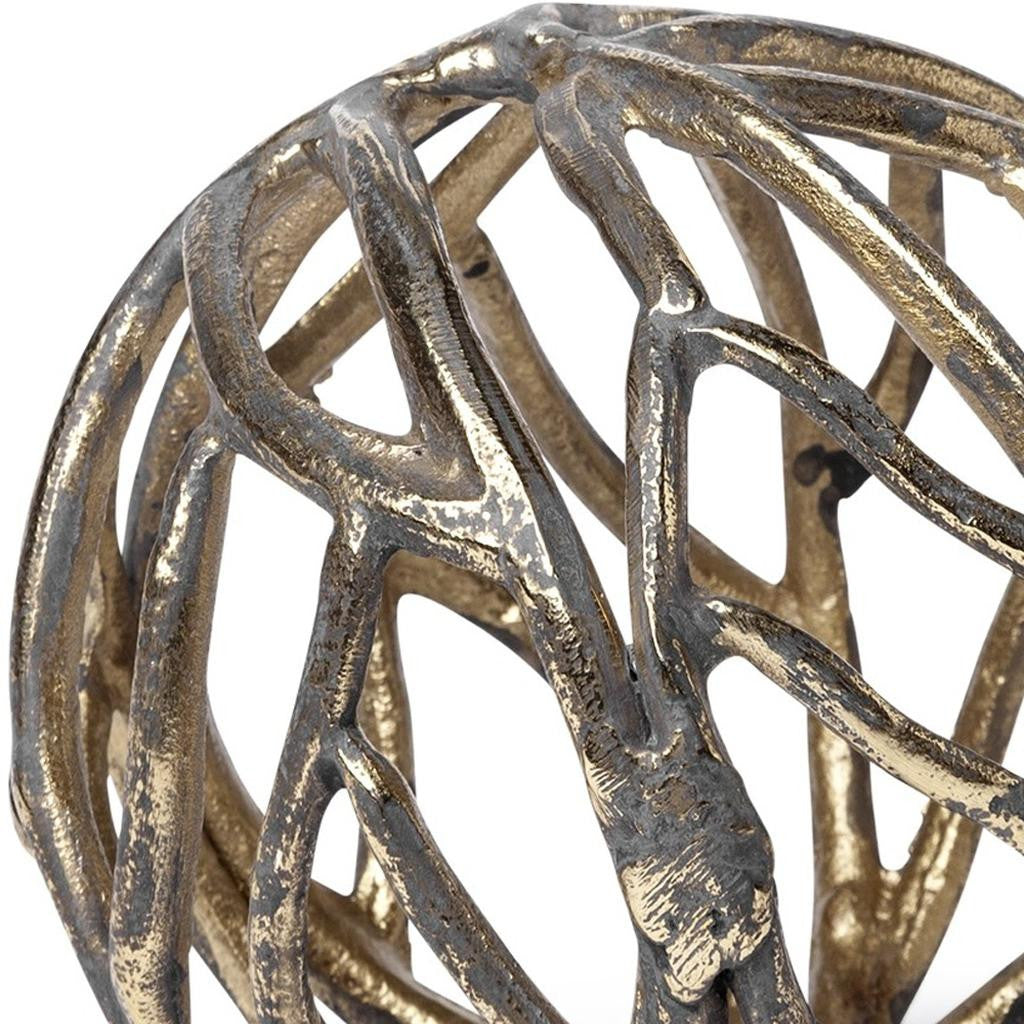 Petite Gold Metal Tree Branch Sculpture