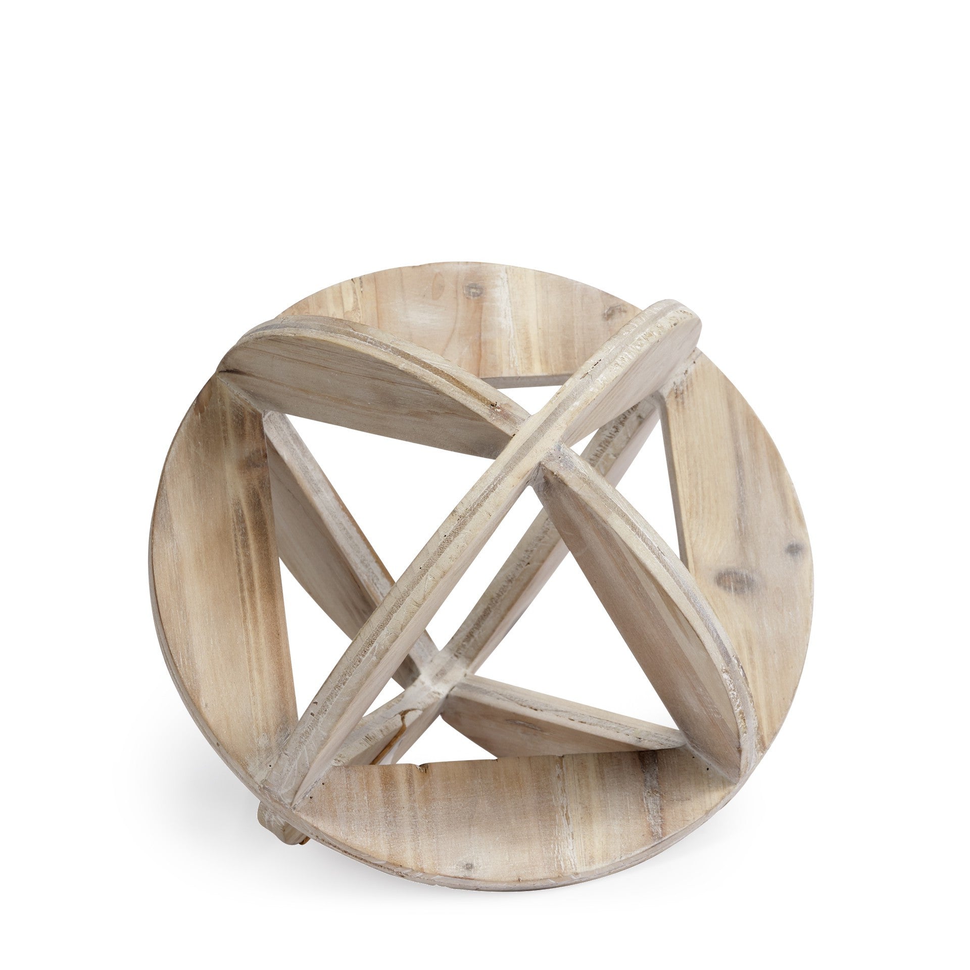 5" Natural Solid Wood Geometric Orb Tabletop Sculpture