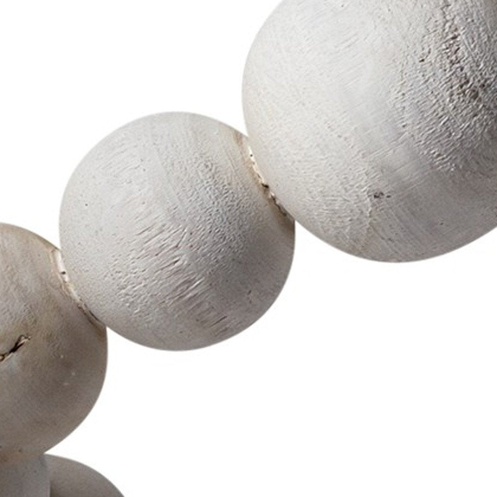 7" Off White Beaded Wooden Decorative Jack