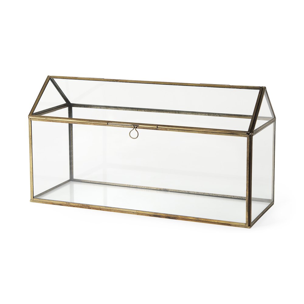 6" Clear And Gold Glass And Metal Box