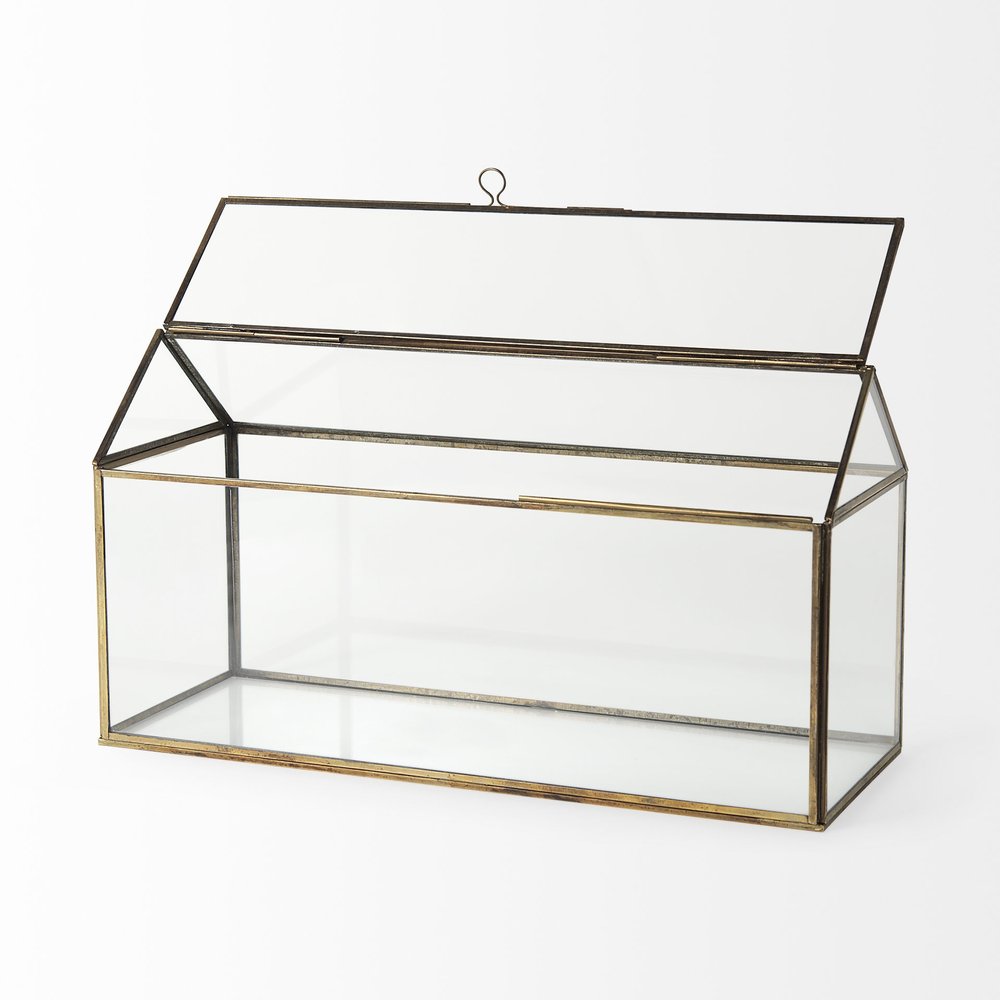 6" Clear And Gold Glass And Metal Box
