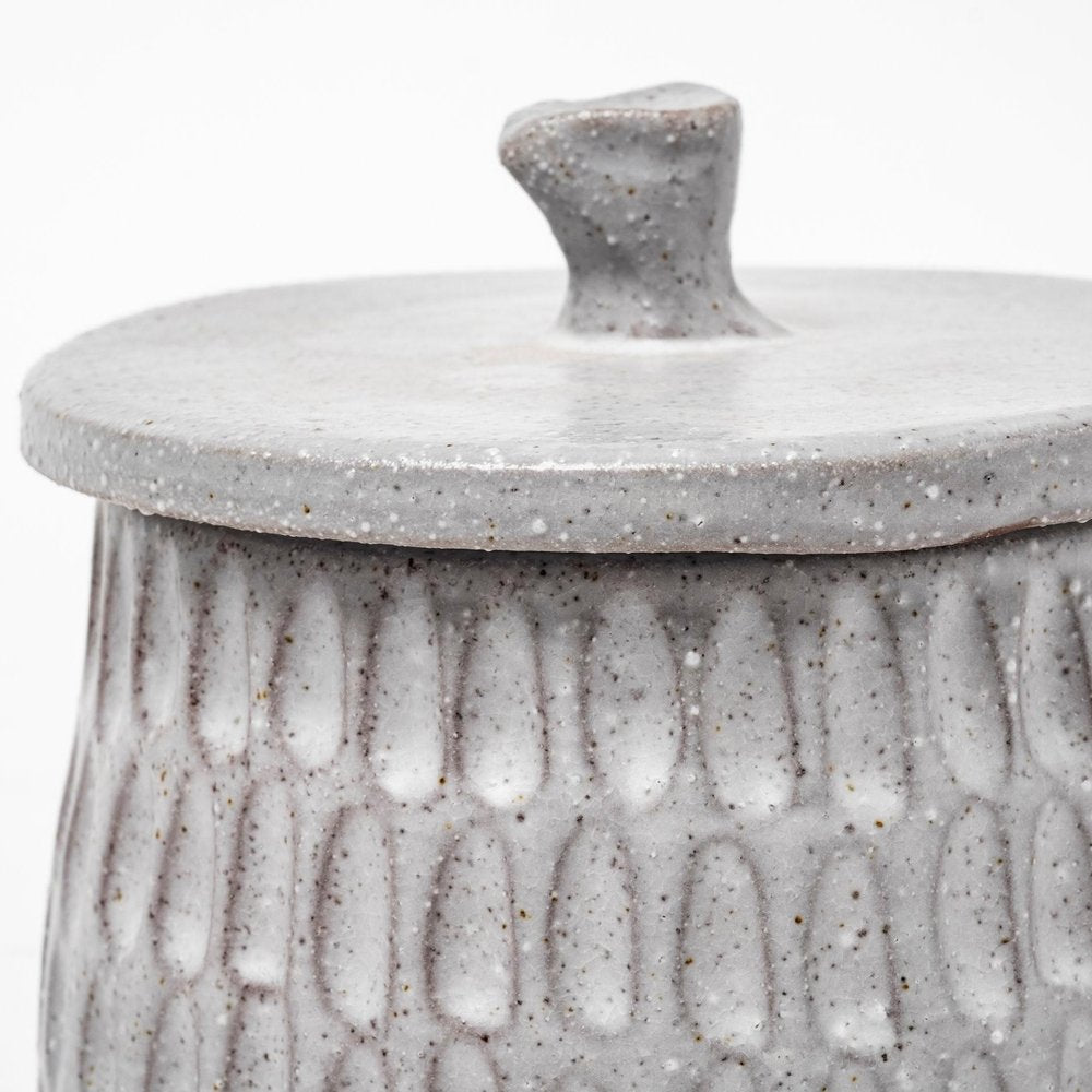 5" Gray Ceramic Box With Lid