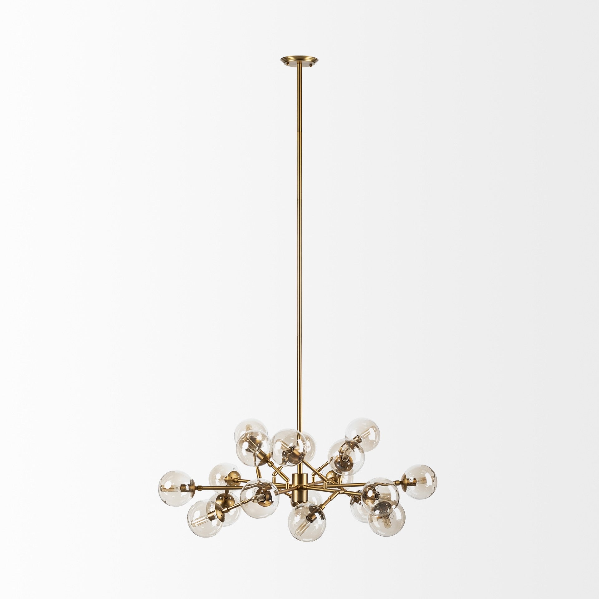 Gold Metal Eighteen Bulb Hanging Chandelier