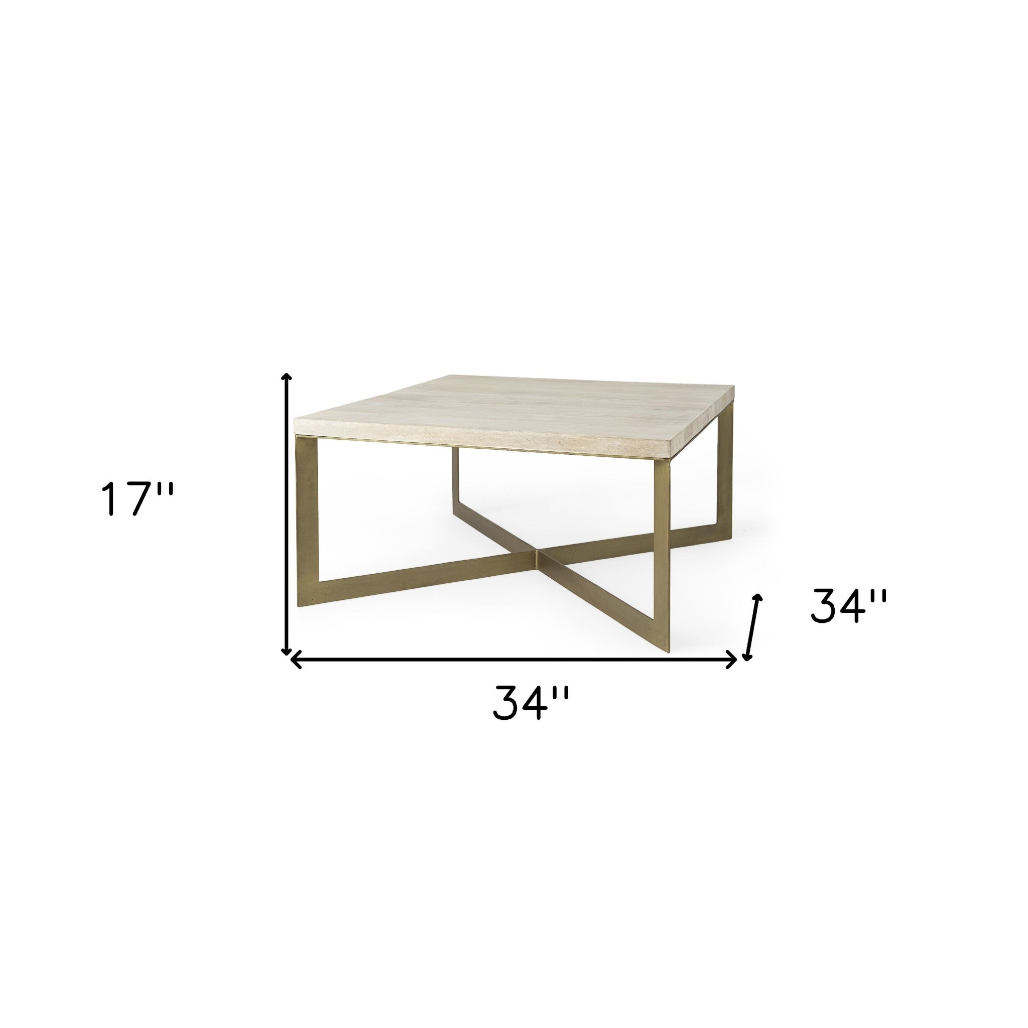 Light Brown Wood And Metal Coffee Table