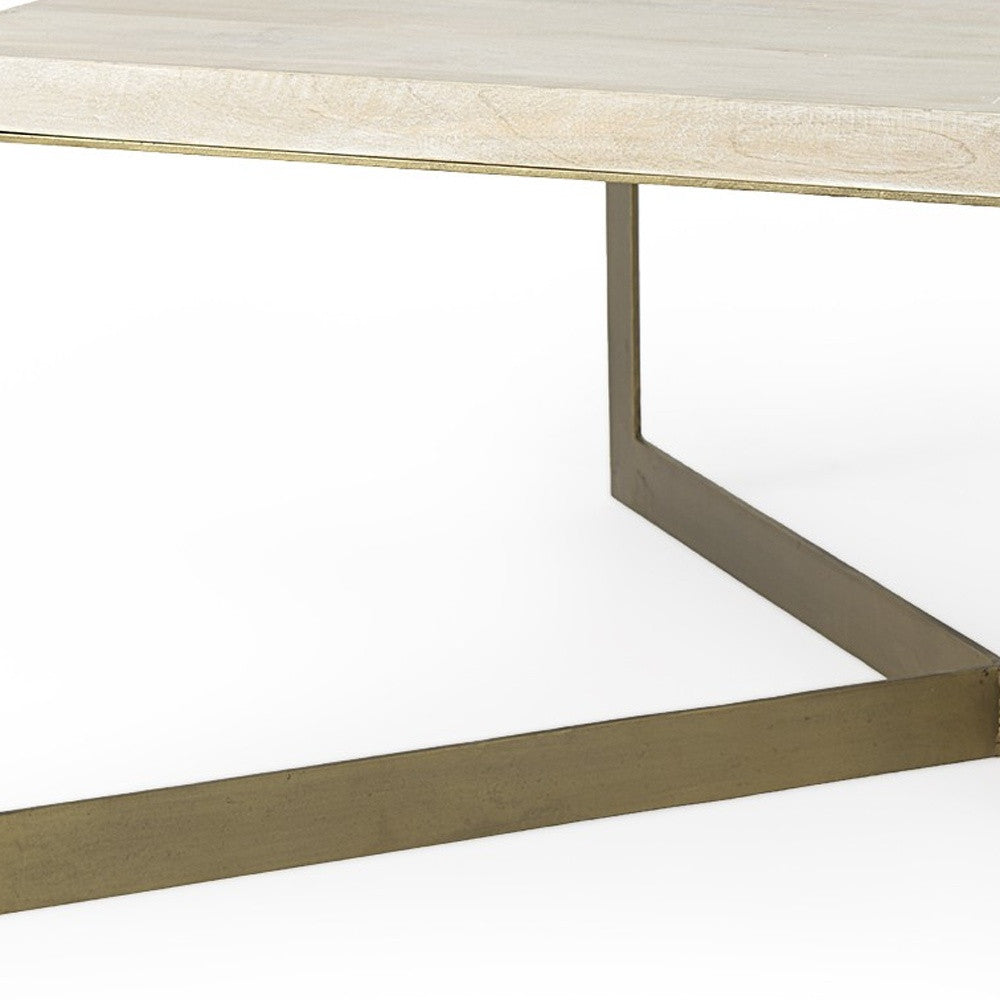 34" Beige Metal Square Coffee Table