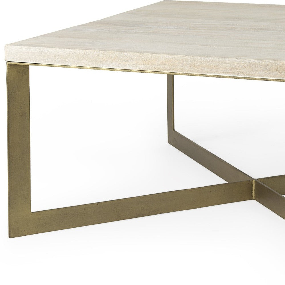 Light Brown Wood And Metal Coffee Table