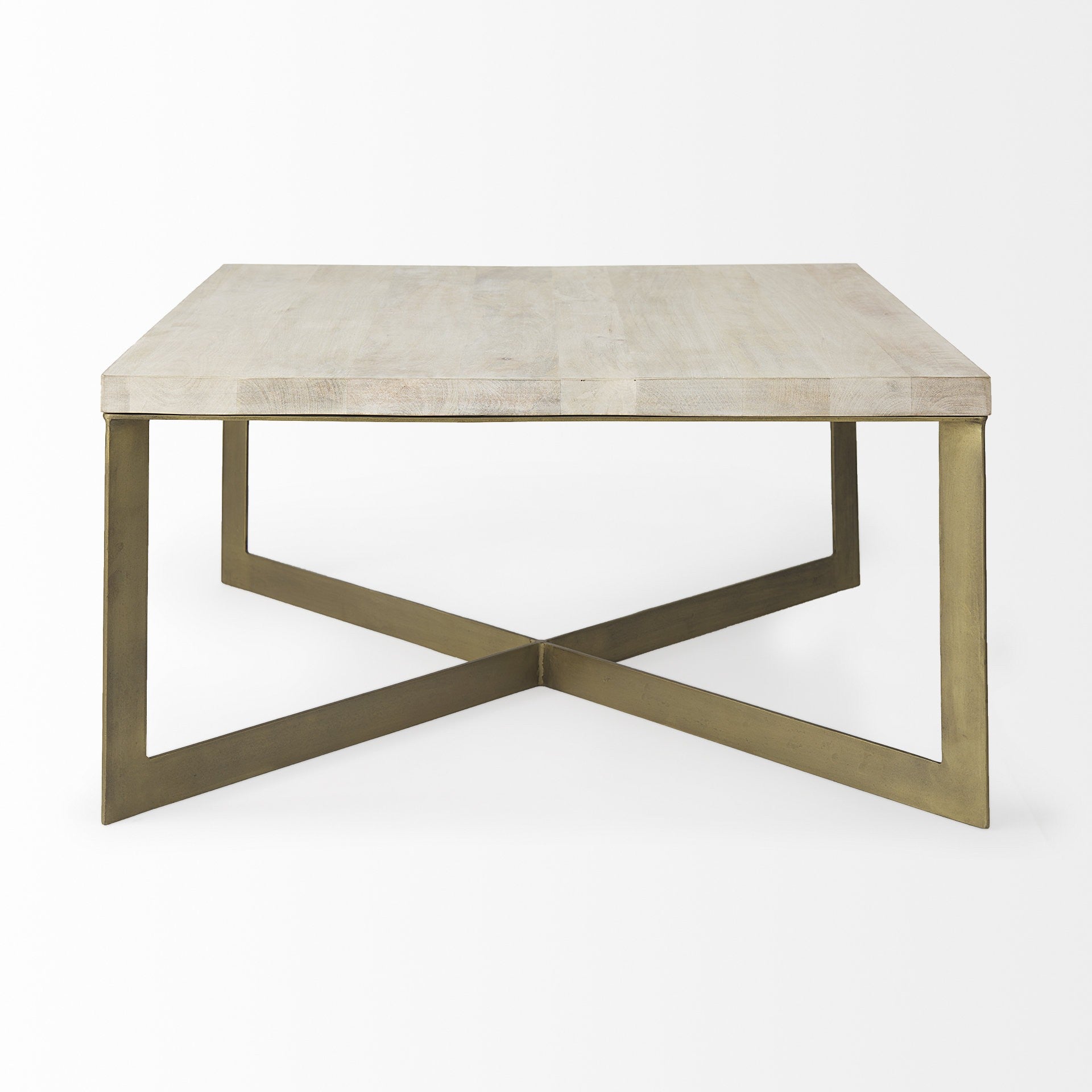 Light Brown Wood And Metal Coffee Table