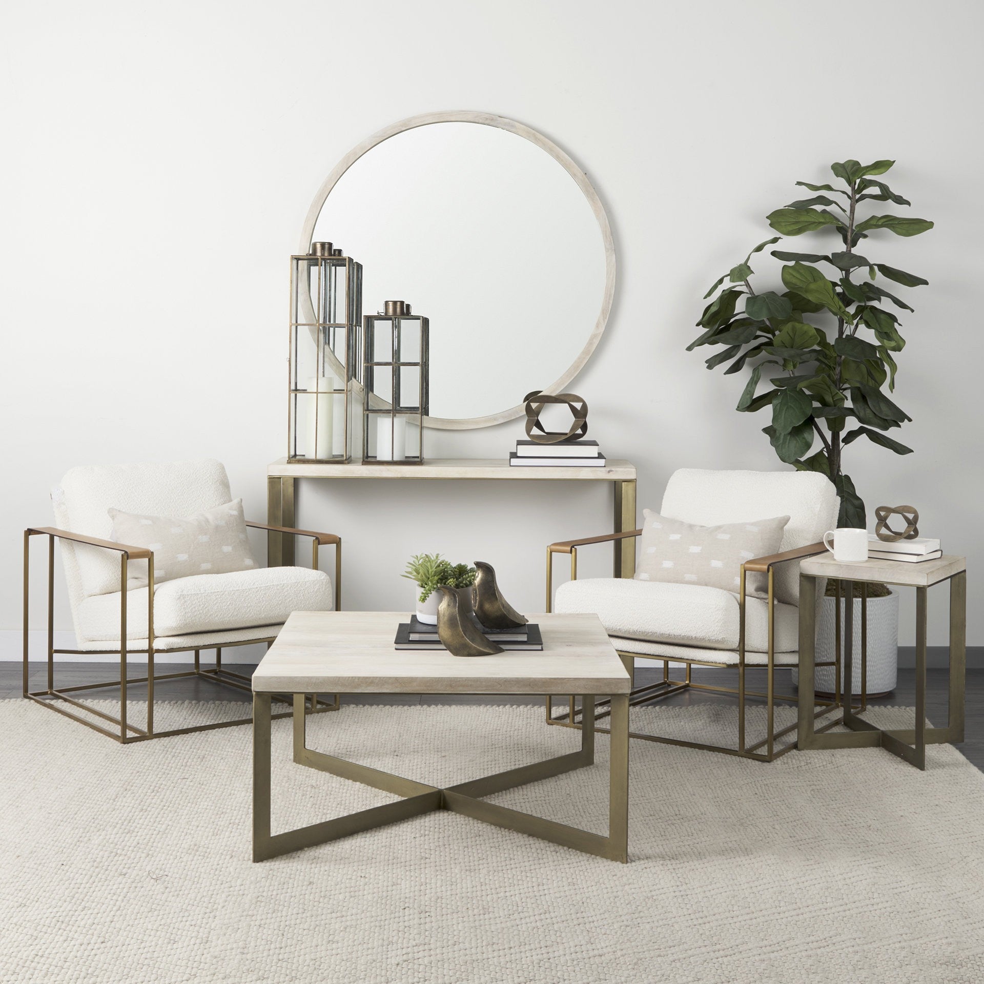 Light Brown Wood And Metal Coffee Table