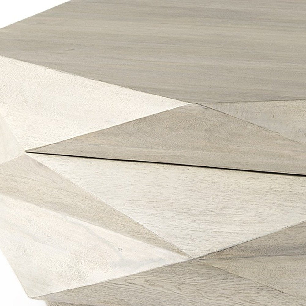 48" Natural Solid Wood Hexagon Lift Top Solid Coffee Table