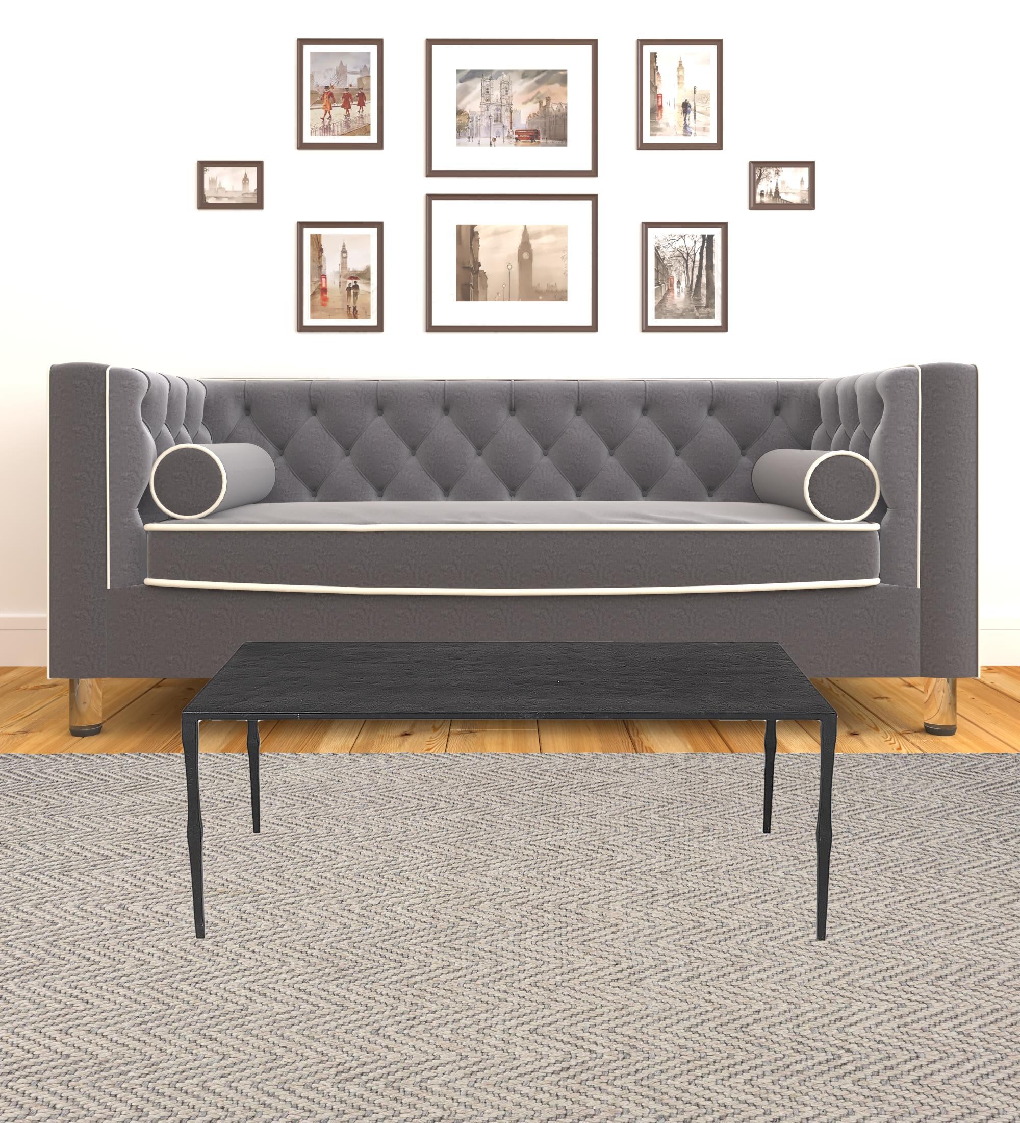 Minimal Black Iron Rectangular Coffee Table