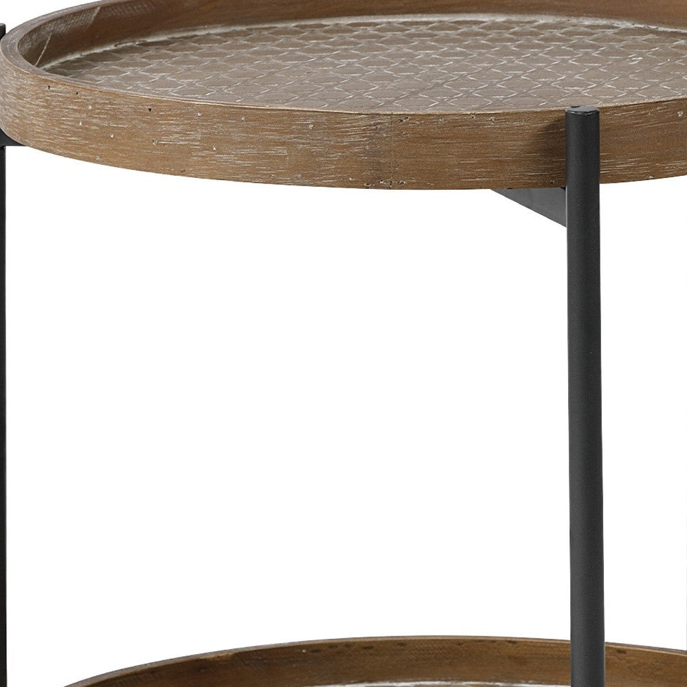19" Brown Solid Wood Round End Table