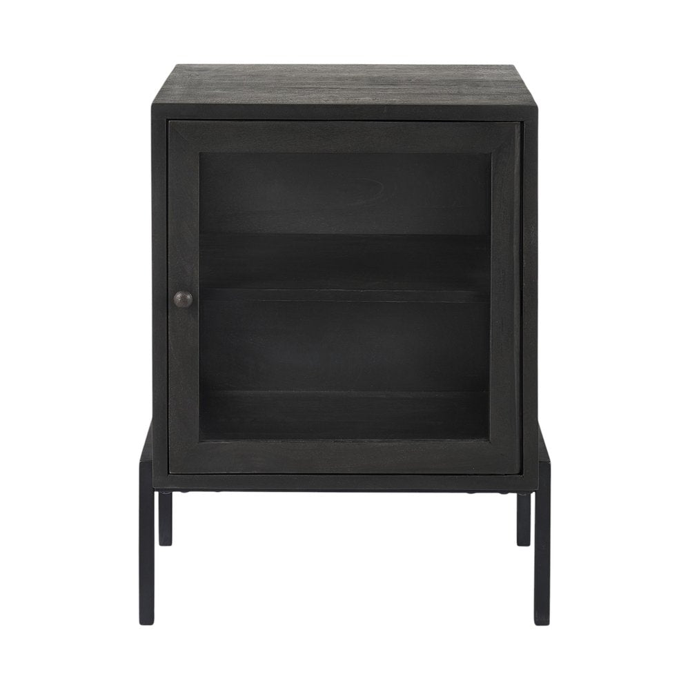 26" Black And Brown Solid Wood Square End Table