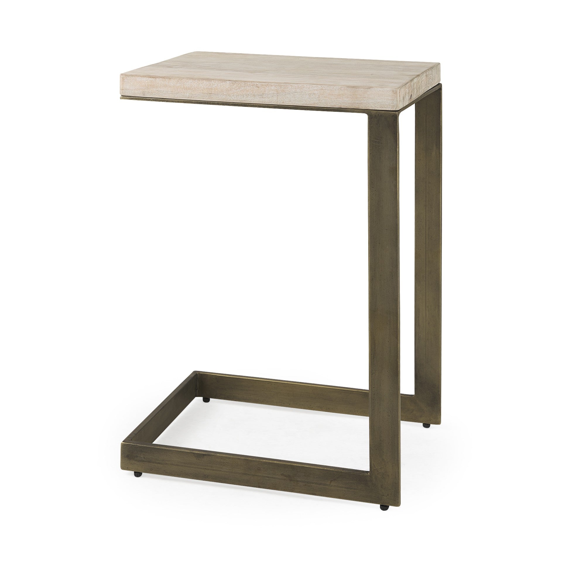 26" Beige Solid Wood Square End Table