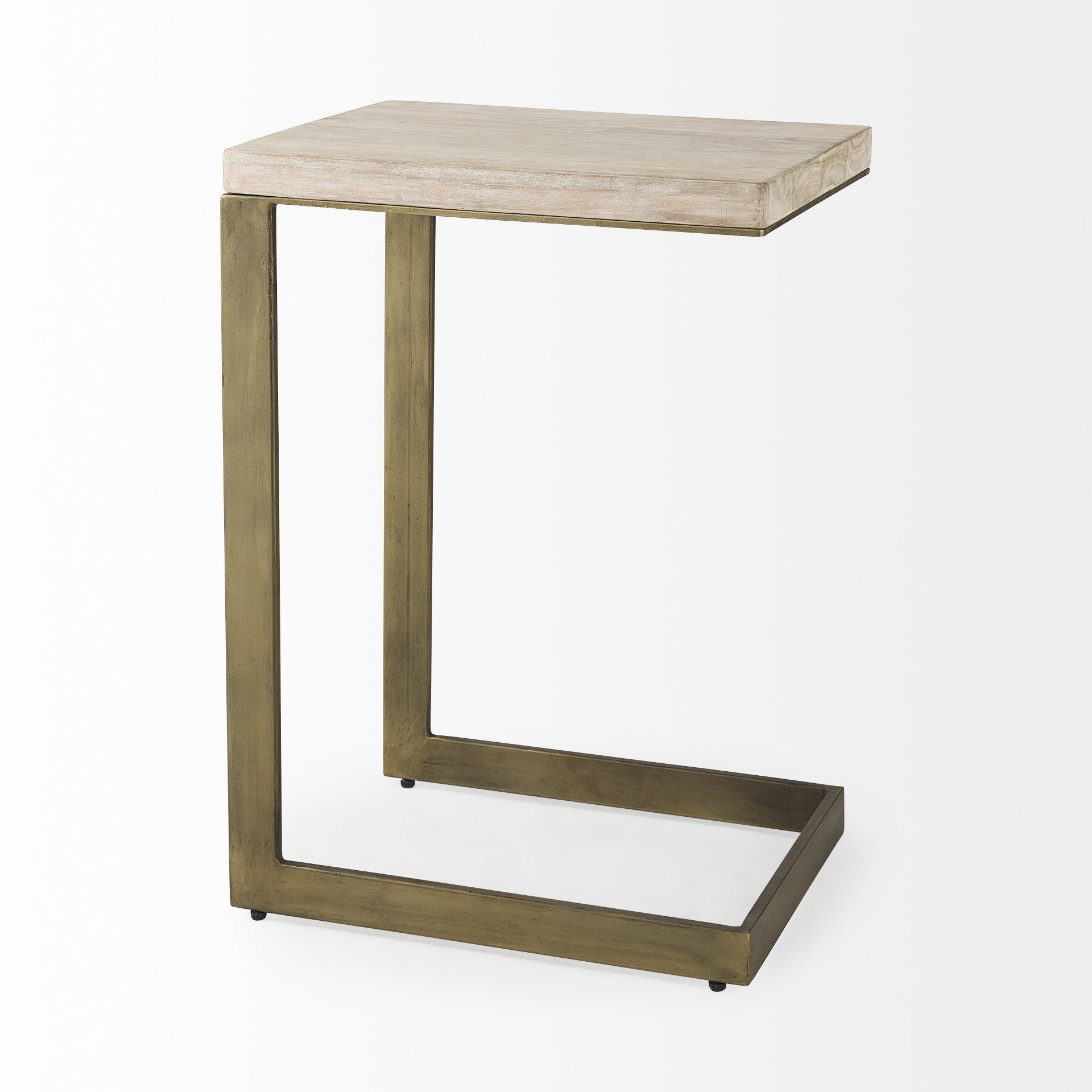 26" Beige Solid Wood Square End Table