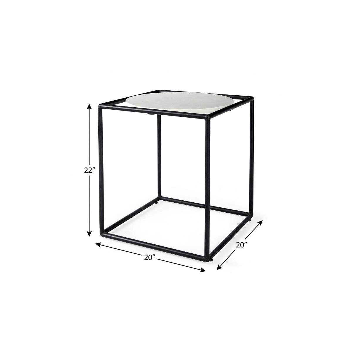 22" Black Marble Round End Table