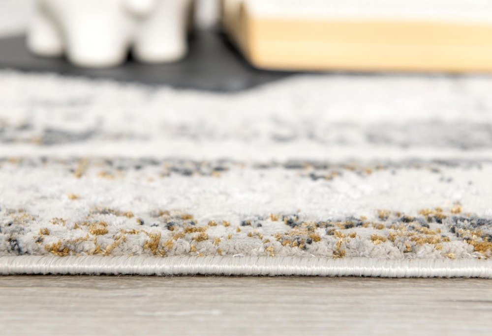 8' X 11' Gray and Ivory Abstract Power Loom Area Rug