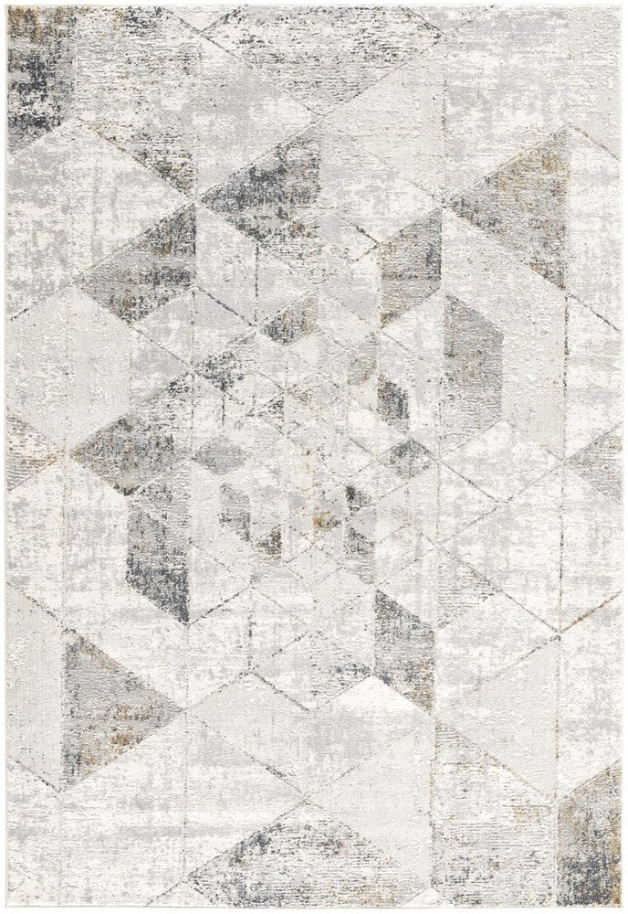 8' X 11' Gray and Ivory Abstract Power Loom Area Rug