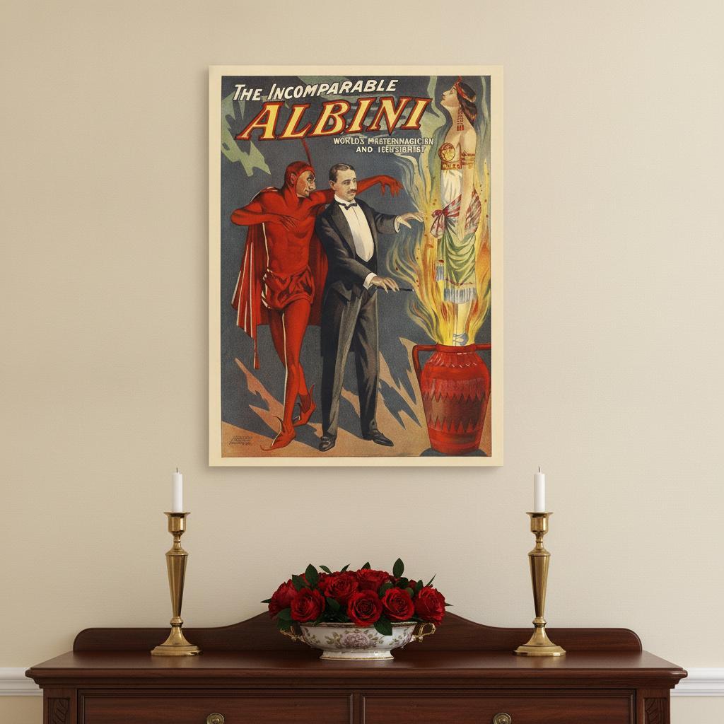 24" X 32" The Incomparable Albini Vintage Magic Poster Wall Art
