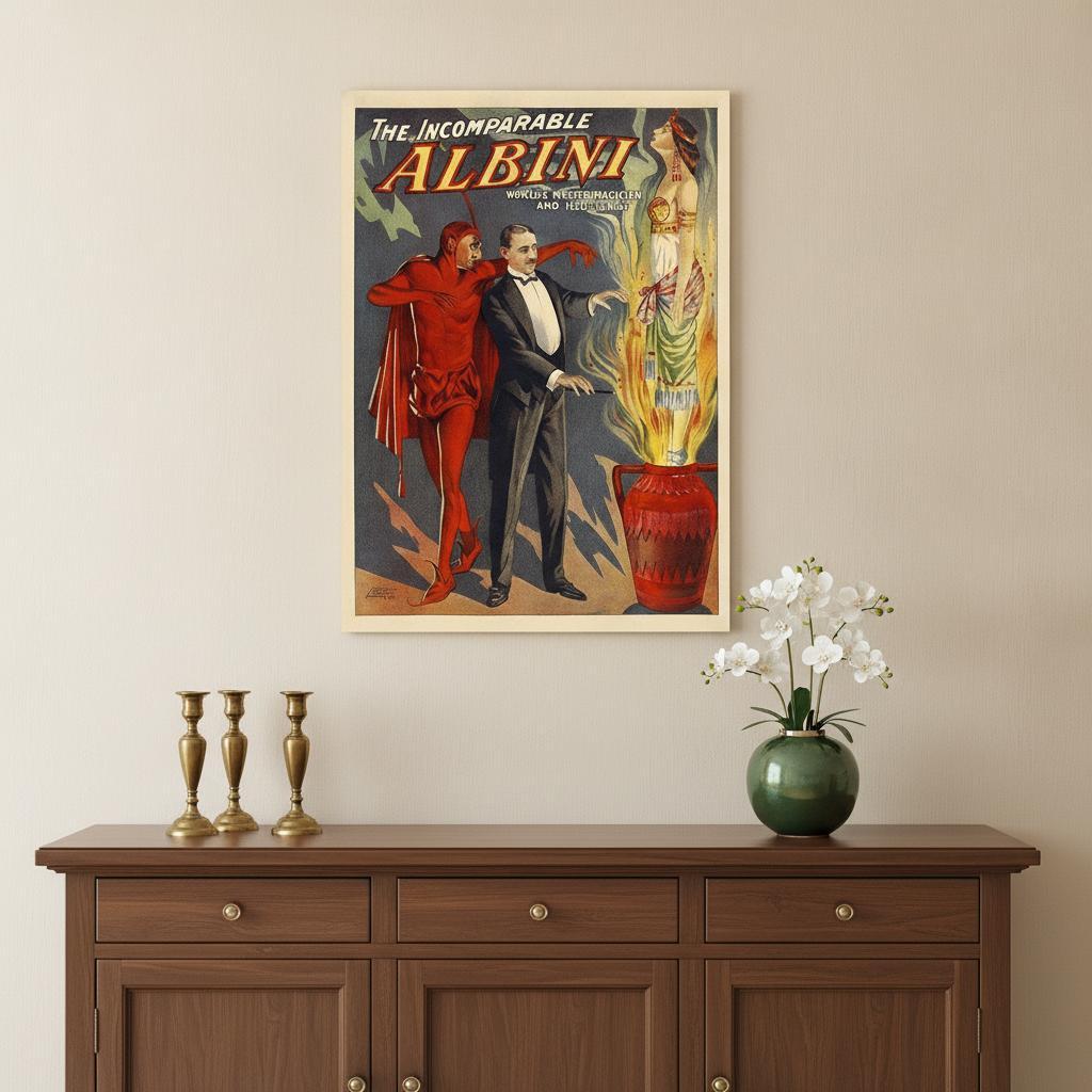 18" X 24" The Incomparable Albini Vintage Magic Poster Wall Art