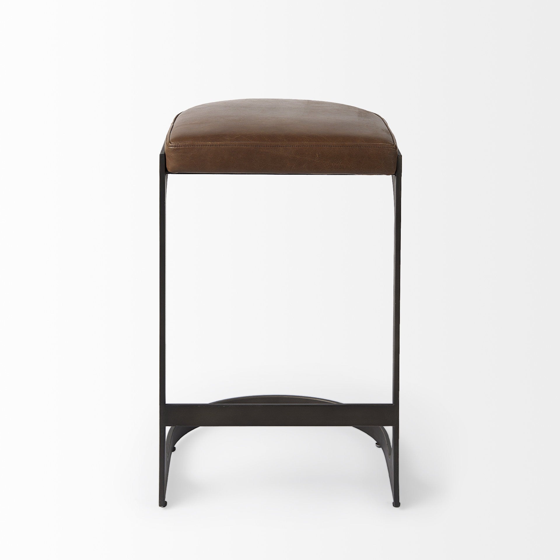 29" Medium Brown Iron Backless Bar Chair
