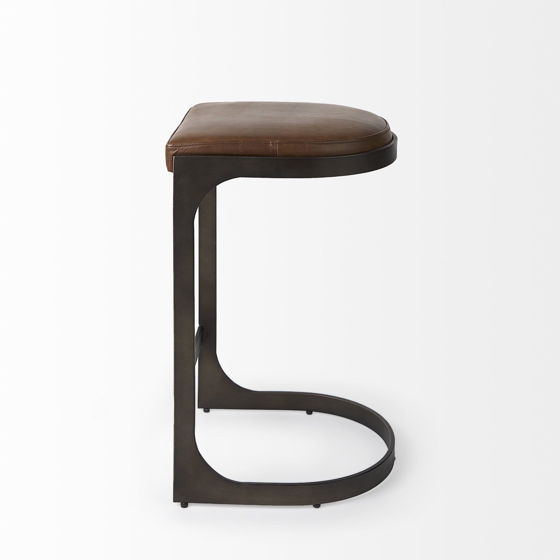 29" Medium Brown Iron Backless Bar Chair