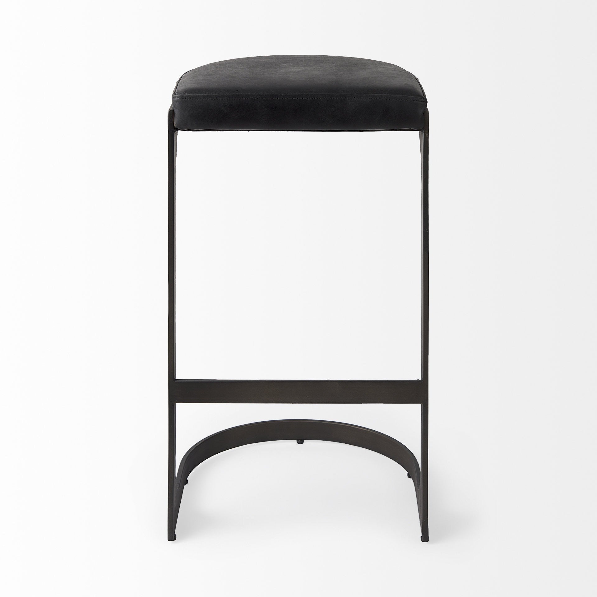 35" Black Iron Backless Bar Chair