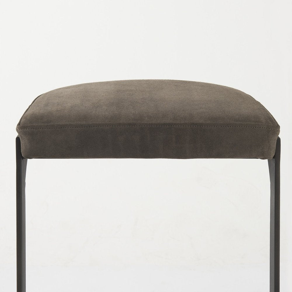 29" Black Leather and Metal Backless Bar Chair
