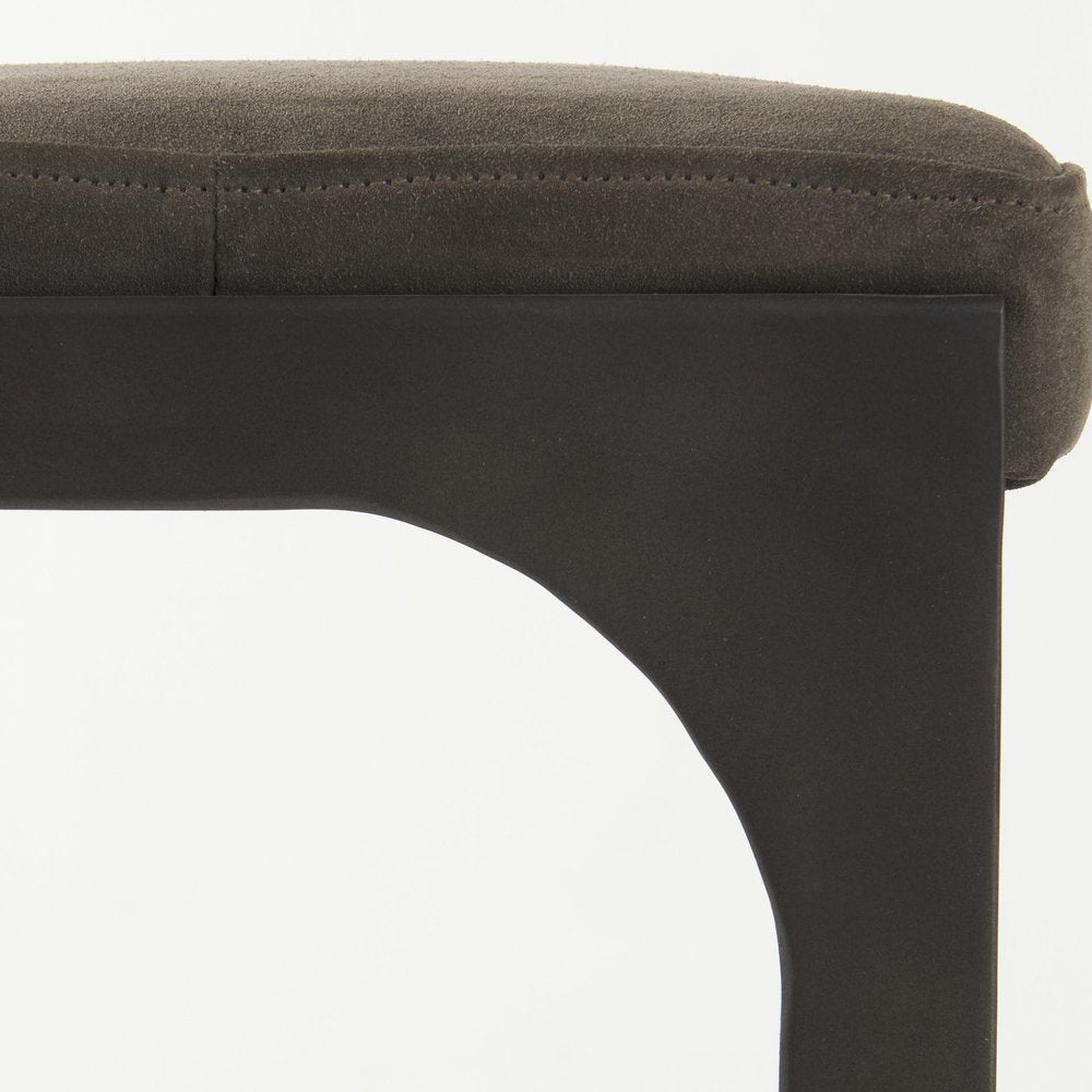 29" Black Leather and Metal Backless Bar Chair
