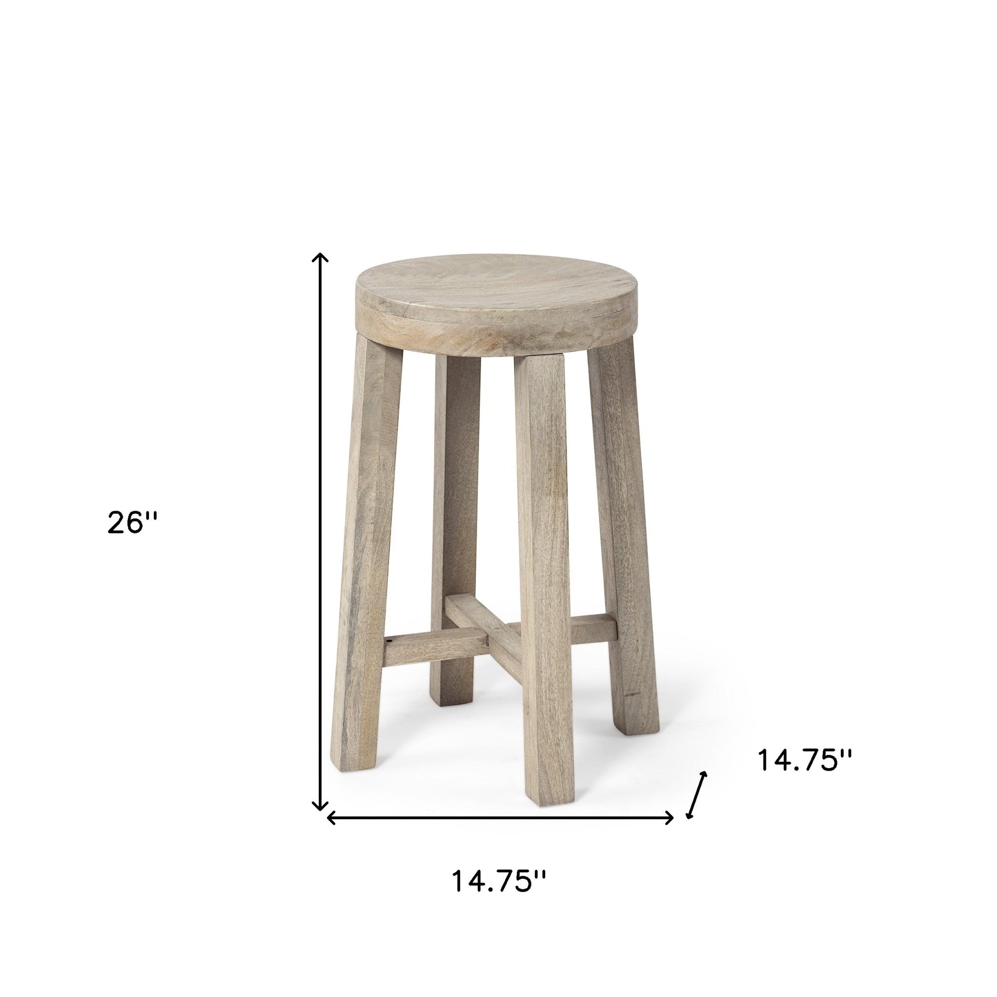 26" Brown Wood Backless Counter Height Bar Chair