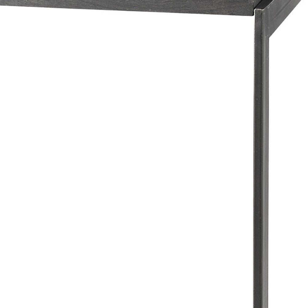 30" Black Wood And Metal Backless Bar Height Bar Chair