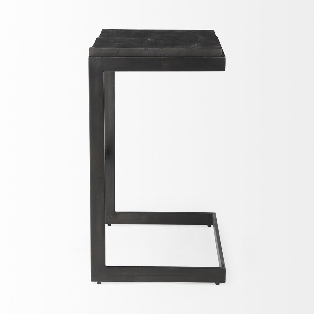 30" Black Wood And Metal Backless Bar Height Bar Chair
