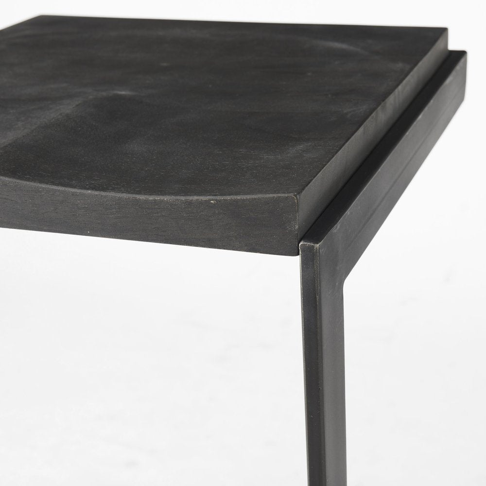 30" Black Wood And Metal Backless Bar Height Bar Chair