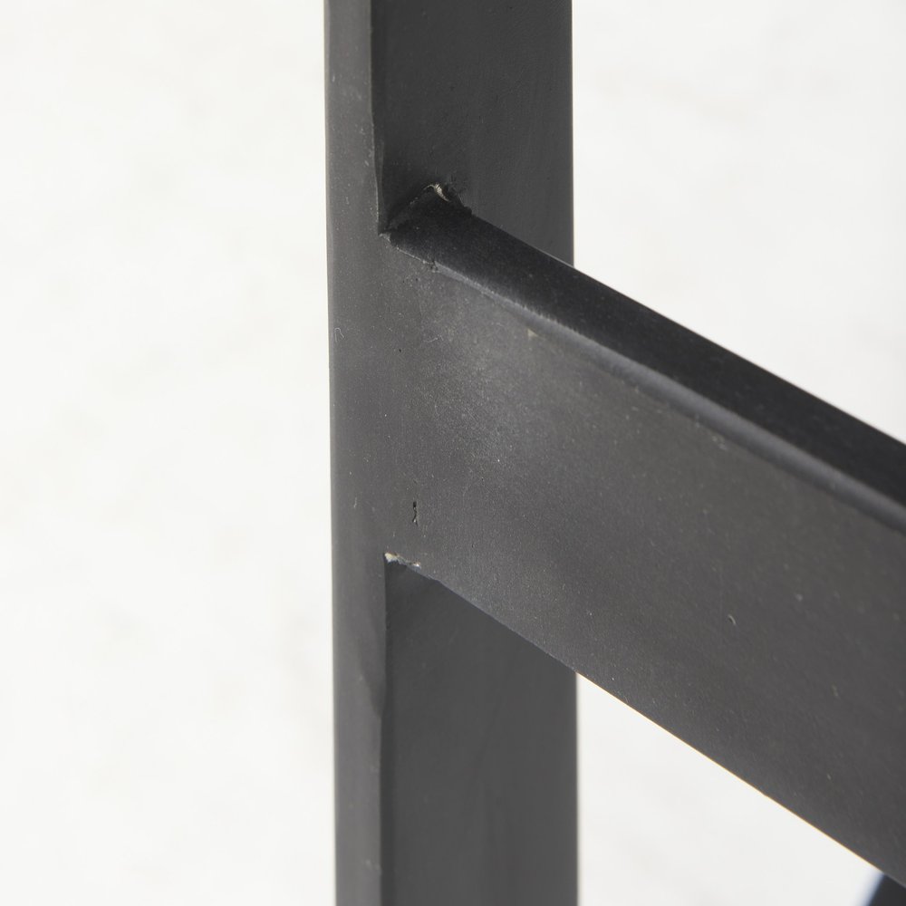 30" Black Wood And Metal Backless Bar Height Bar Chair