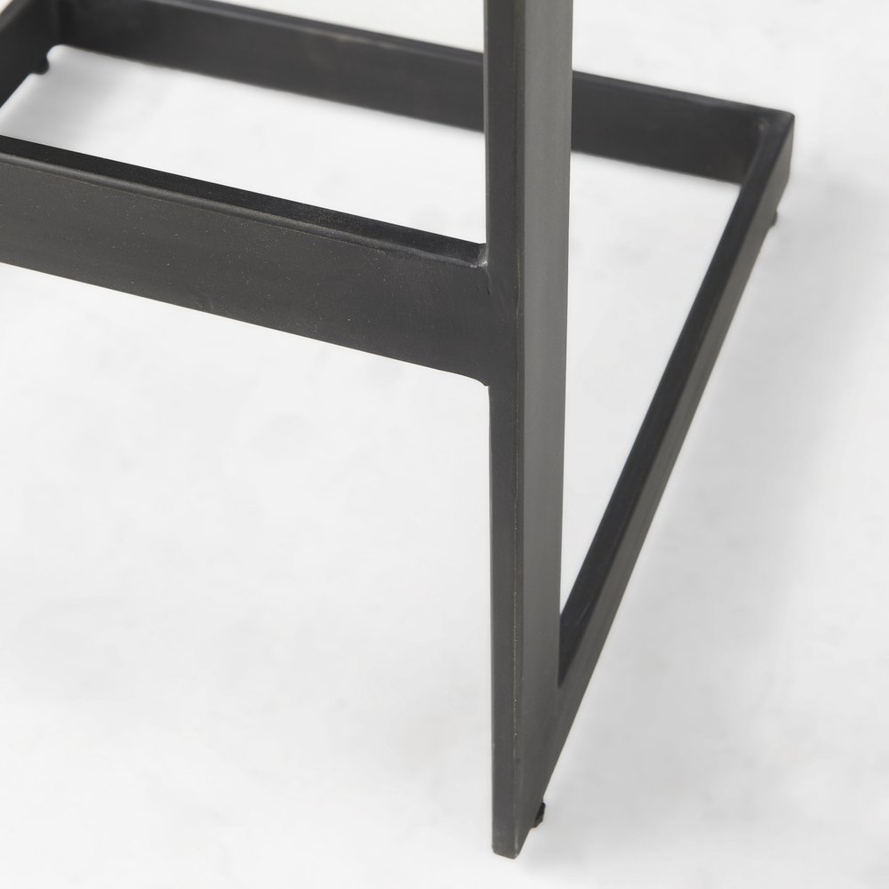 30" Black Wood And Metal Backless Bar Height Bar Chair