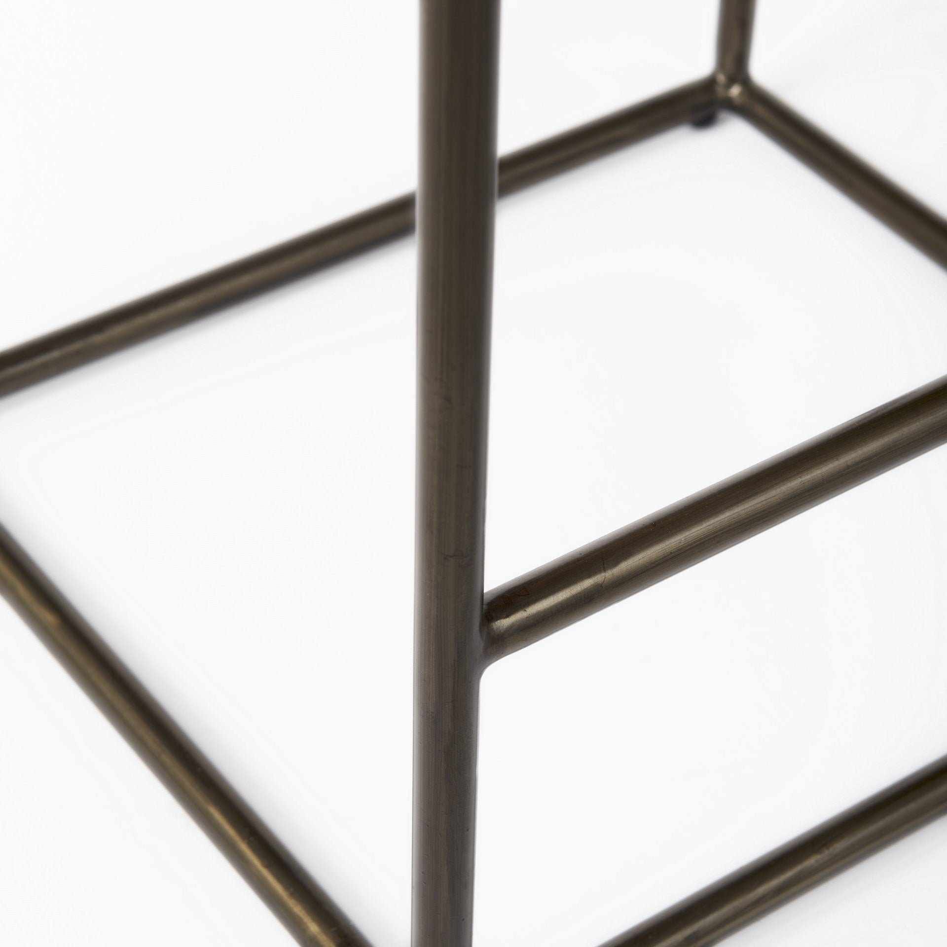 29" Black And Bronze Leather And Metal Backless Counter Height Bar Chair